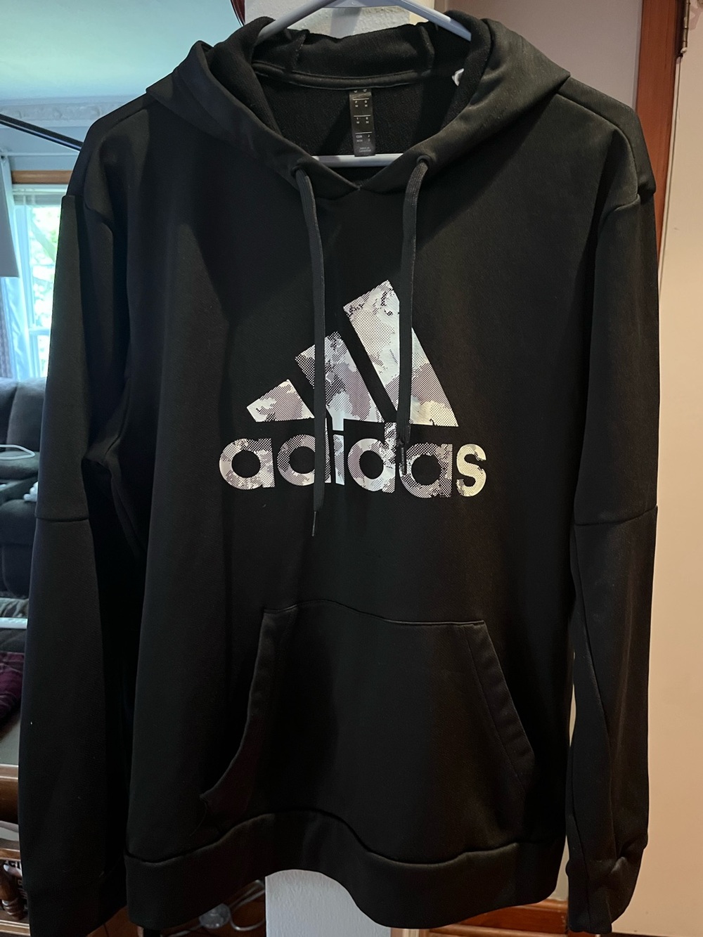 adidas Black Crewneck Hoodie with White Logo